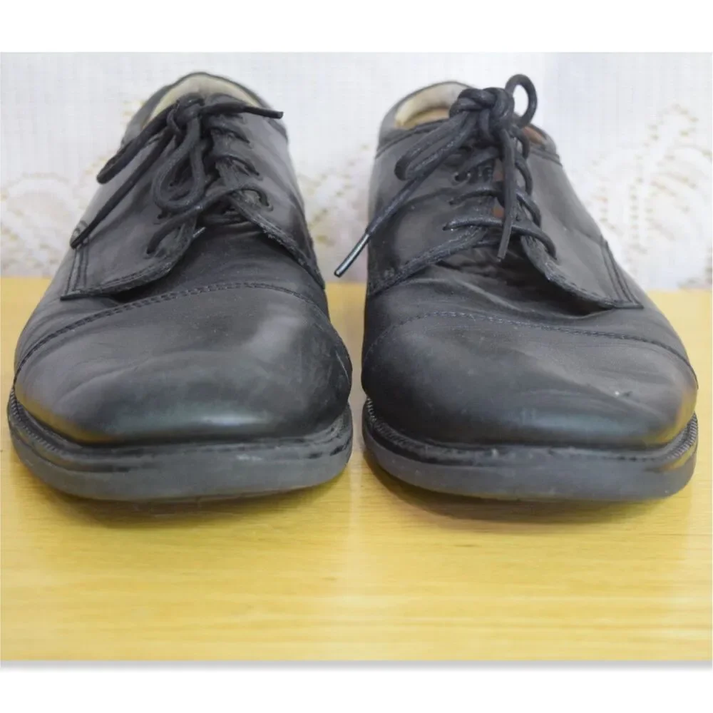 Dockers Mens Size 12 M 090-2214 Captoe Oxford Black Leather Lace Up Dress Shoes